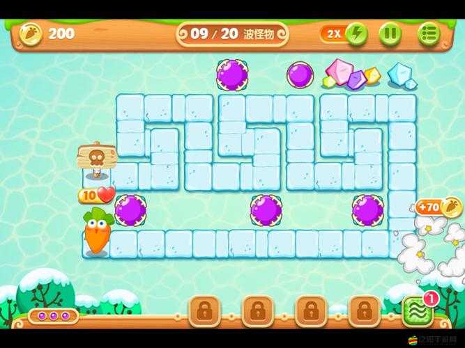 保衛(wèi)蘿卜2極地冒險(xiǎn)叢林第22關(guān)，全面解析金蘿卜獲取策略與技巧